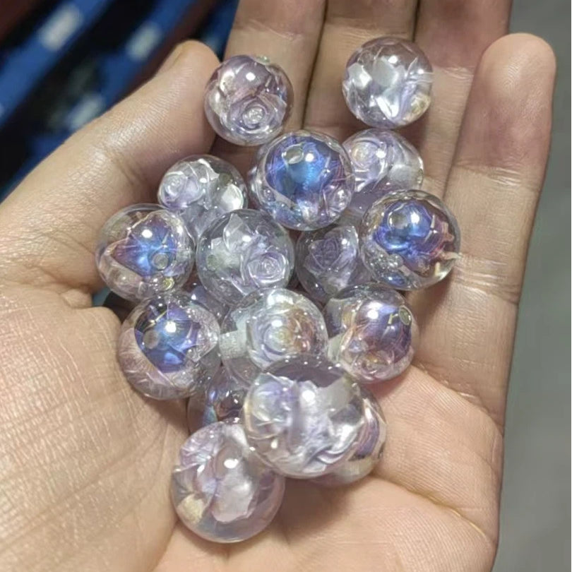 Twilight Rose Resin Beads 16mm Round Mixed Colors 20pcs 12