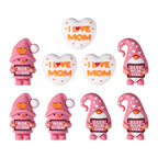 Silicone 3D Focal Beads Mothers Day Pink Hat Gnome Holding Sign 8