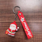 Soft Rubber Christmas Tree and Santa Claus Keychain with Red Strap 16