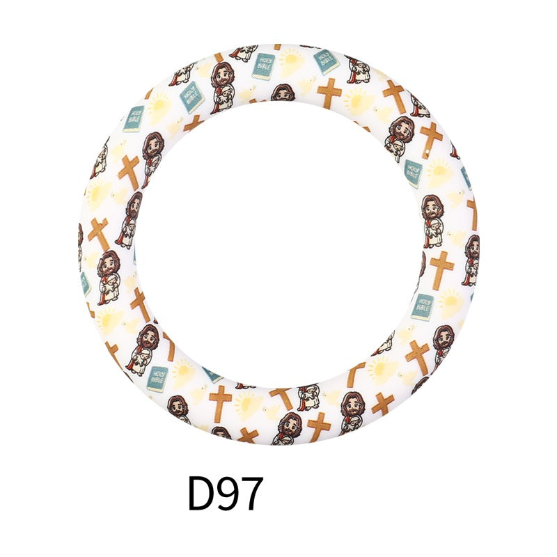 65mm Silicone Beads Printed Designs Vibrant Colors 47