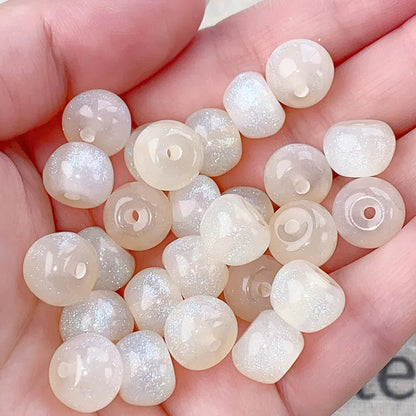 Glitter Powder Apple Resin Beads 8mm Sparkling Colors 30pcs 7