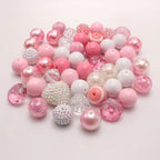 Bubblegum Beads 20mm White Pink Pearly Rhinestone Chunky Mix 48pcs 2