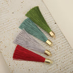 Colorful Polyester Fringe Tassel Keychain with Golden Cap 55mm 50pcs