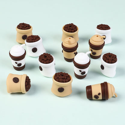 Silicone 3D Focal Beads Coffee Cup With Coffee Bean Detail 20pcs 6