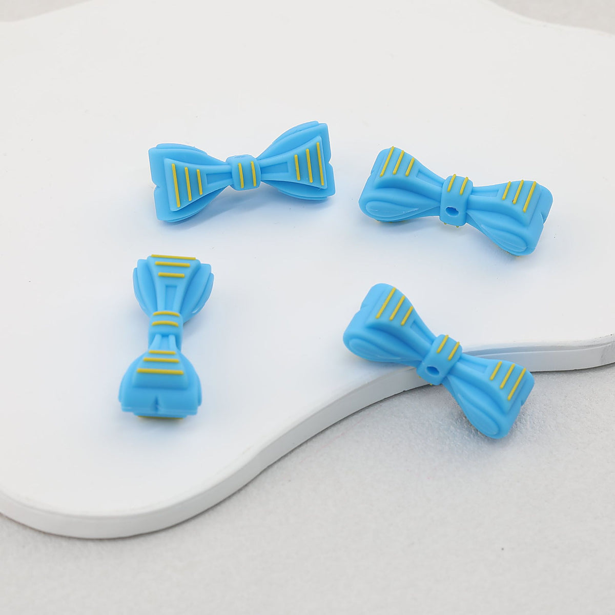 3D Father's Day Blue Bowtie Silicone Focal Beads 20pcs