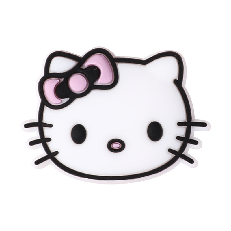 Silicone Focal Beads KT Cat Head With Pink and Red Bow 20pcs 8