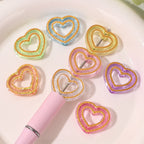 Gold Foil Hollow Heart Acrylic Beads 24mm Mixed Colors 50pcs