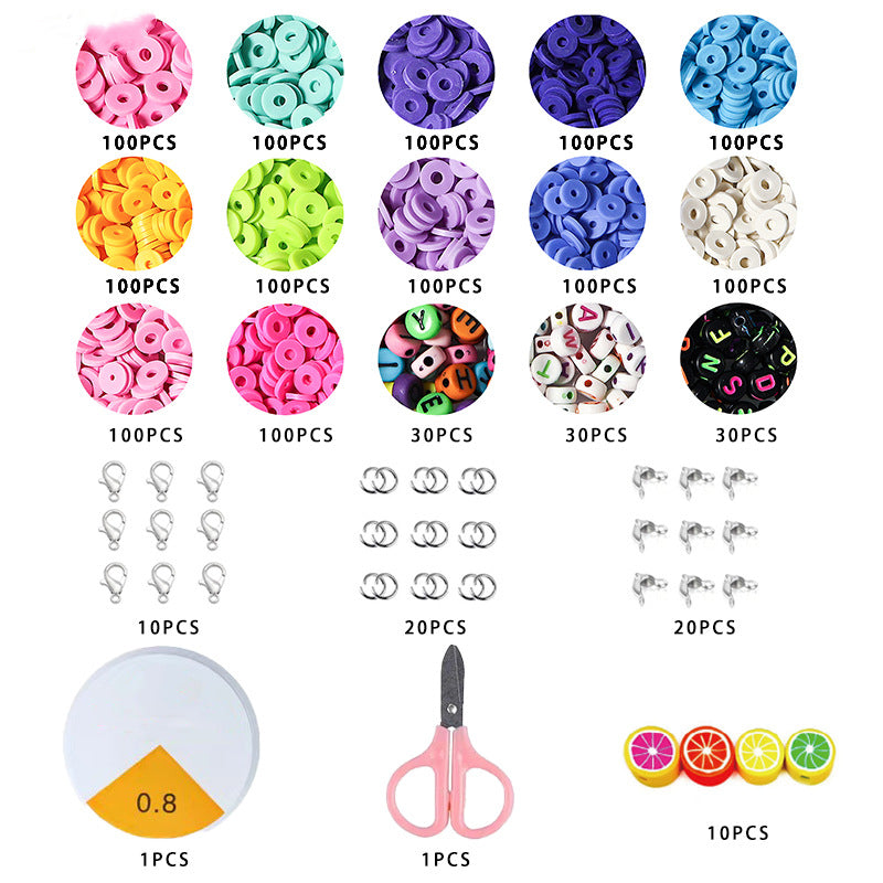 Multicolor Flat Clay Beads 6mm Polymer Heishi Disc 1box 17grids 2