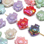 Painted Cat Fish Acrylic Beads 26x22mm Glossy Iridescent 8pcs 5