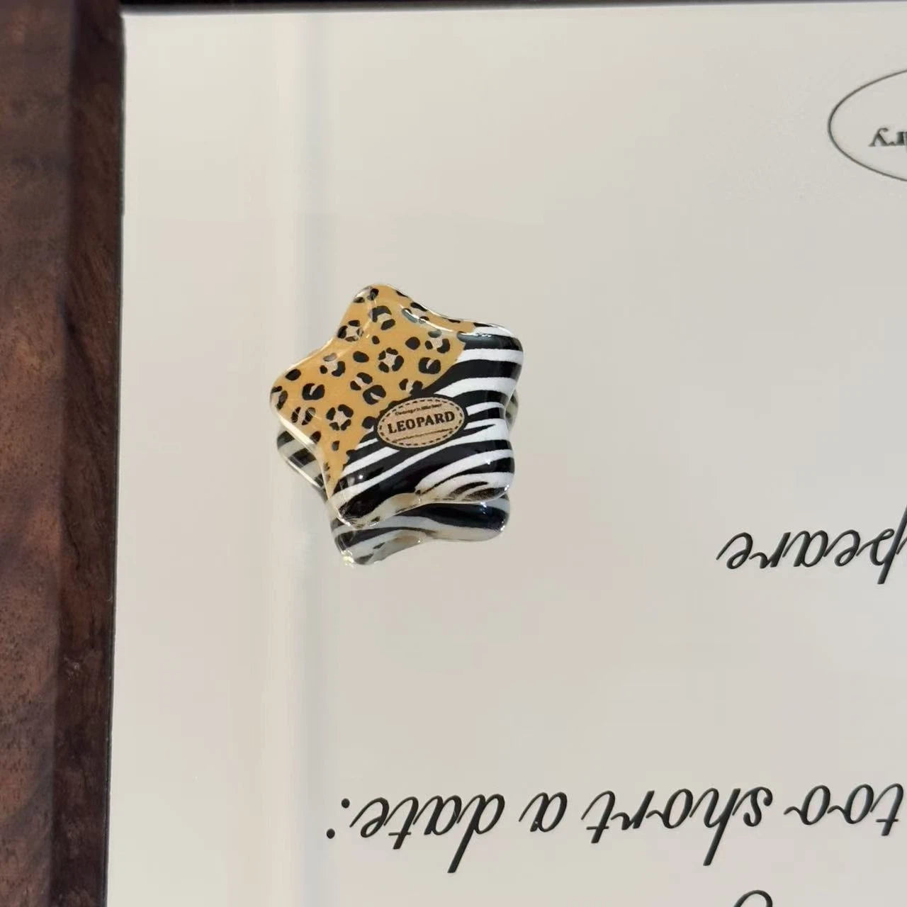 Vintage Leopard Star Acrylic Beads 25mm Animal Print Mixed 10pcs 3