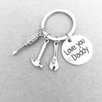 Alloy Handyman Tool Round Tag Keychain Polished Silver Metal 8