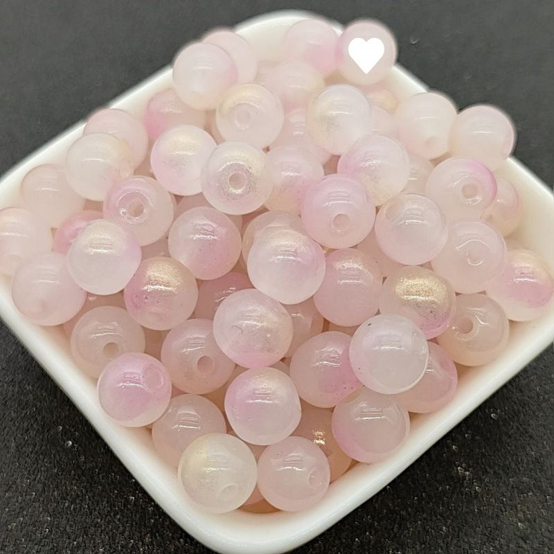 Dual Color Round Glass Beads 8mm Gradient Painted 100pcs 25