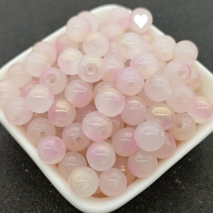 Dual Color Round Glass Beads 8mm Gradient Painted 100pcs 25