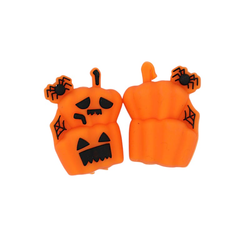 Silicone 3D Focal Beads Halloween Spider Pumpkin Jack o Lantern Detail 20pcs