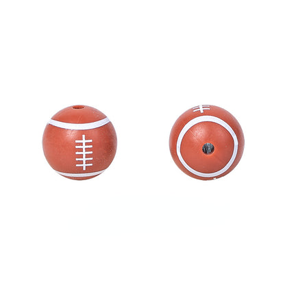 15mm Silicone Beads Sports Ball Printed Soccer Football Volleyball 10pcs 13