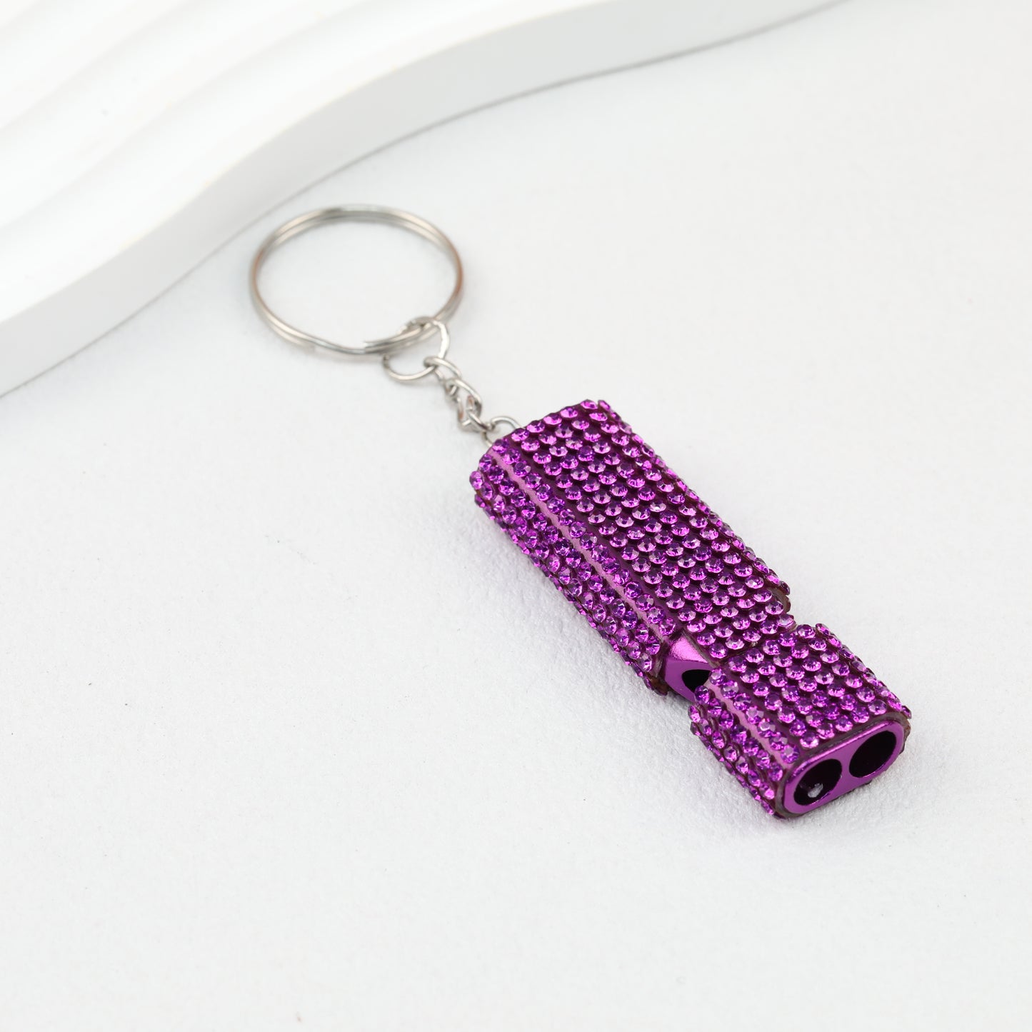 Rhinestone Whistle Keychain Self Defense Colorful Compact