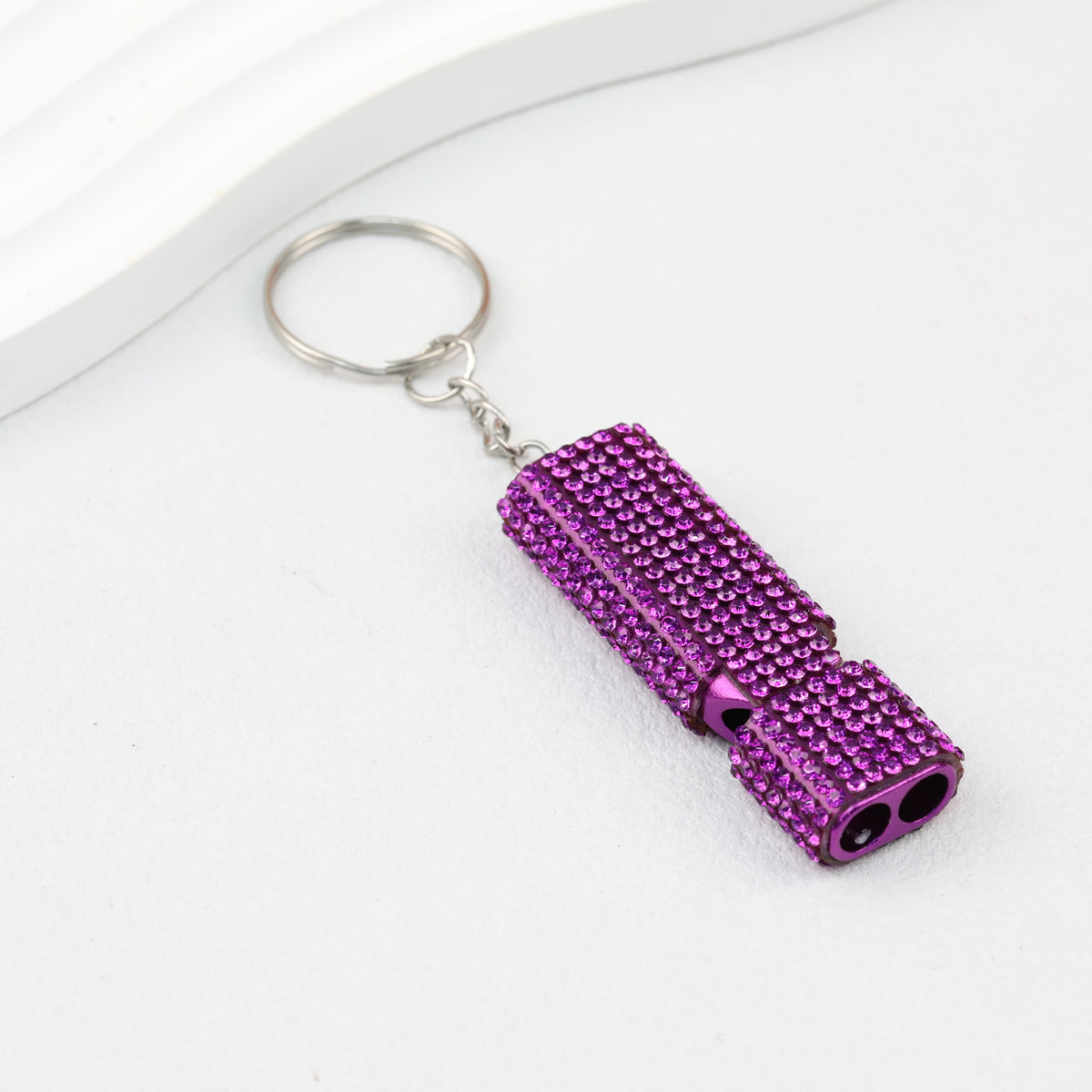 Rhinestone Whistle Keychain Self Defense Colorful Compact