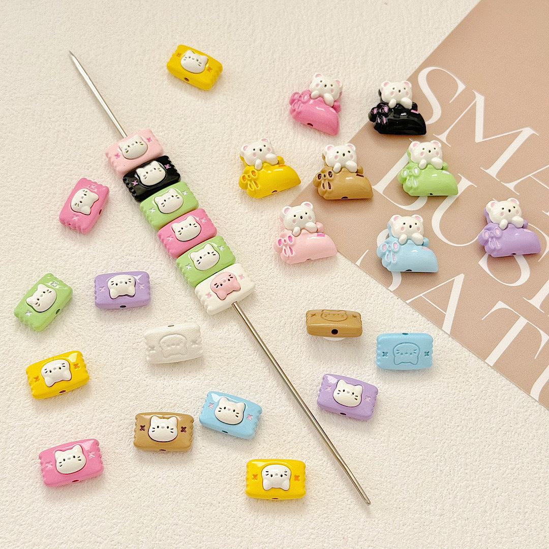 Pillow Metal Beads 14-16mm Glossy Painted Cat Face Alloy 10pcs