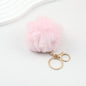 Pom Pom Keychain Fluffy Imitation Rex Rabbit Fur Ball 8cm With Lobster Clasp - 14# Pink
