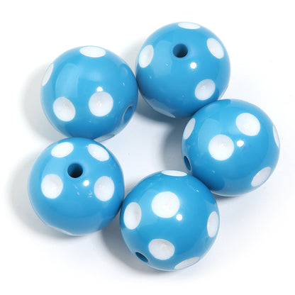 Polka Dot Bubblegum Beads 20mm Colorful Concave Resin Round 10pcs 11