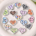 Heart Pattern Acrylic Buttons Beads Sweet 23mm 10pcs