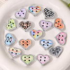 Heart Pattern Acrylic Buttons Beads Sweet 23mm 10pcs