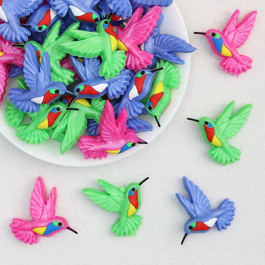 3D Colorful Hummingbird Silicone Focal Beads 20 pcs