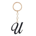 Metal Fashion Letter Keychain Black and Gold Script Design 25