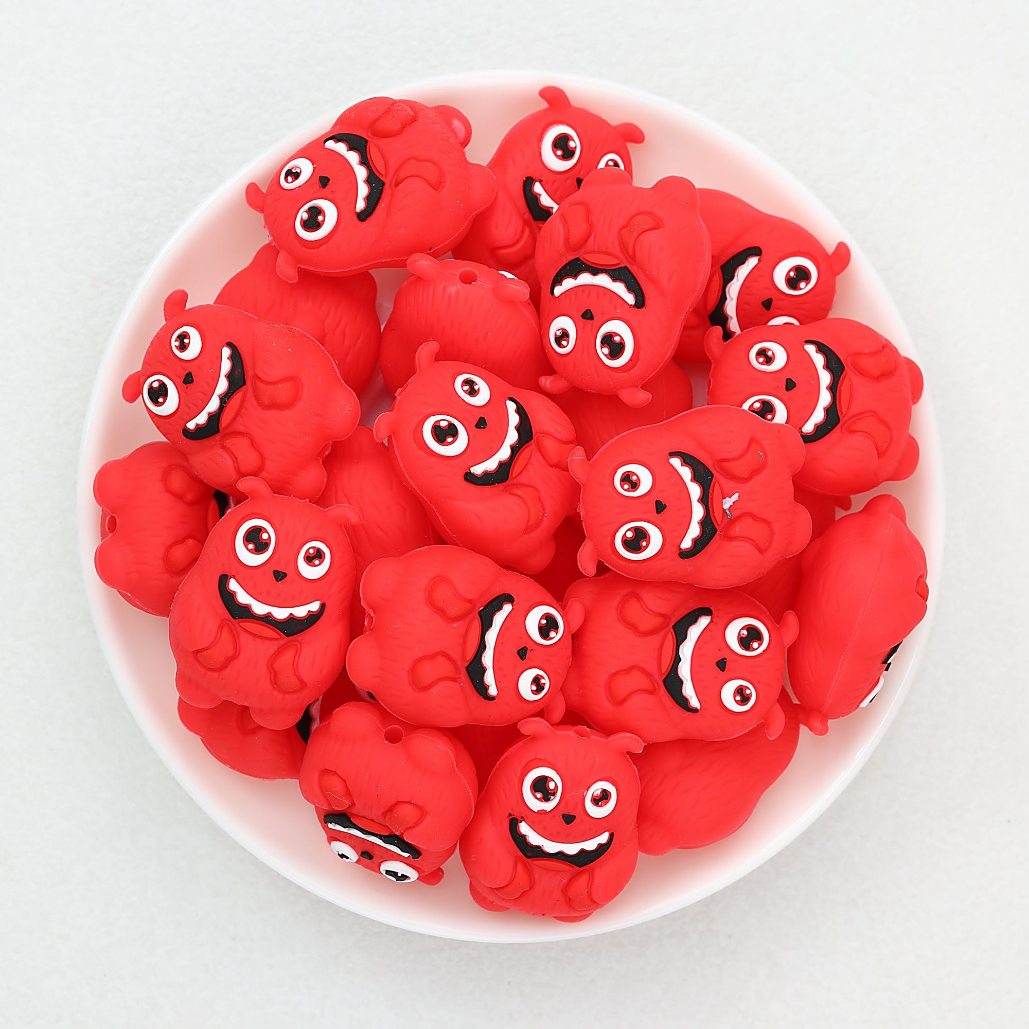 Red 3D Monster Silicone Focal Beads 20pcs