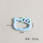 Zinc Alloy Kitty Trigger Spring Keyrings Painted Colorful 6pcs 3