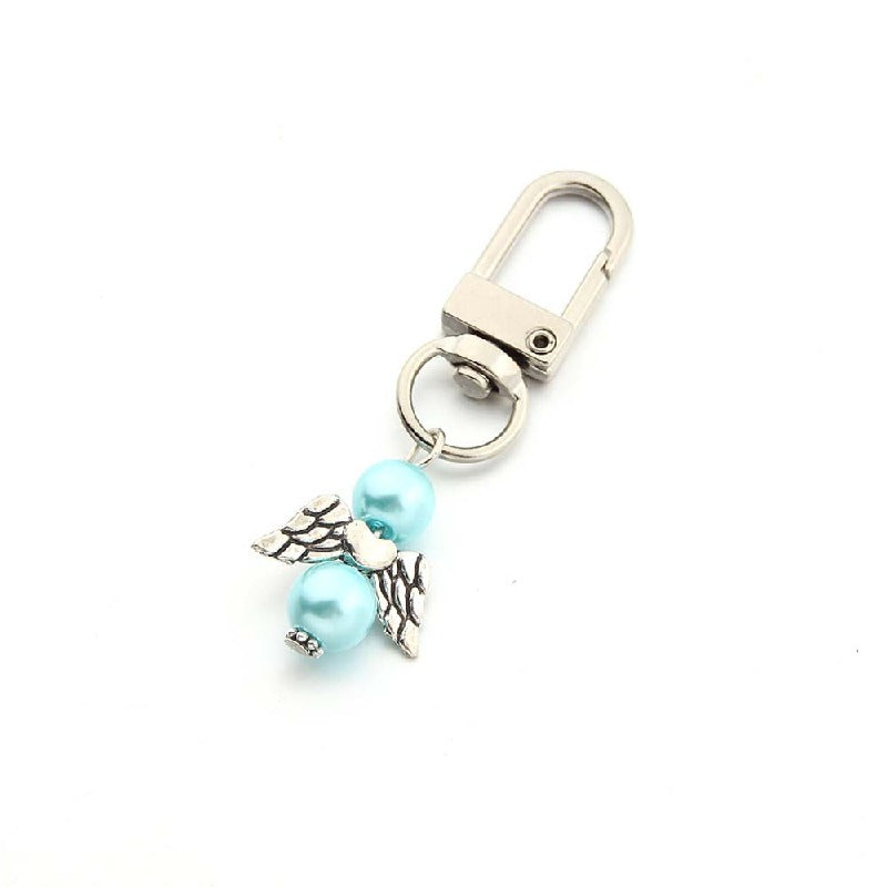 Mini Alloy Baby Love Keychain with Pastel Pearl Beads 5