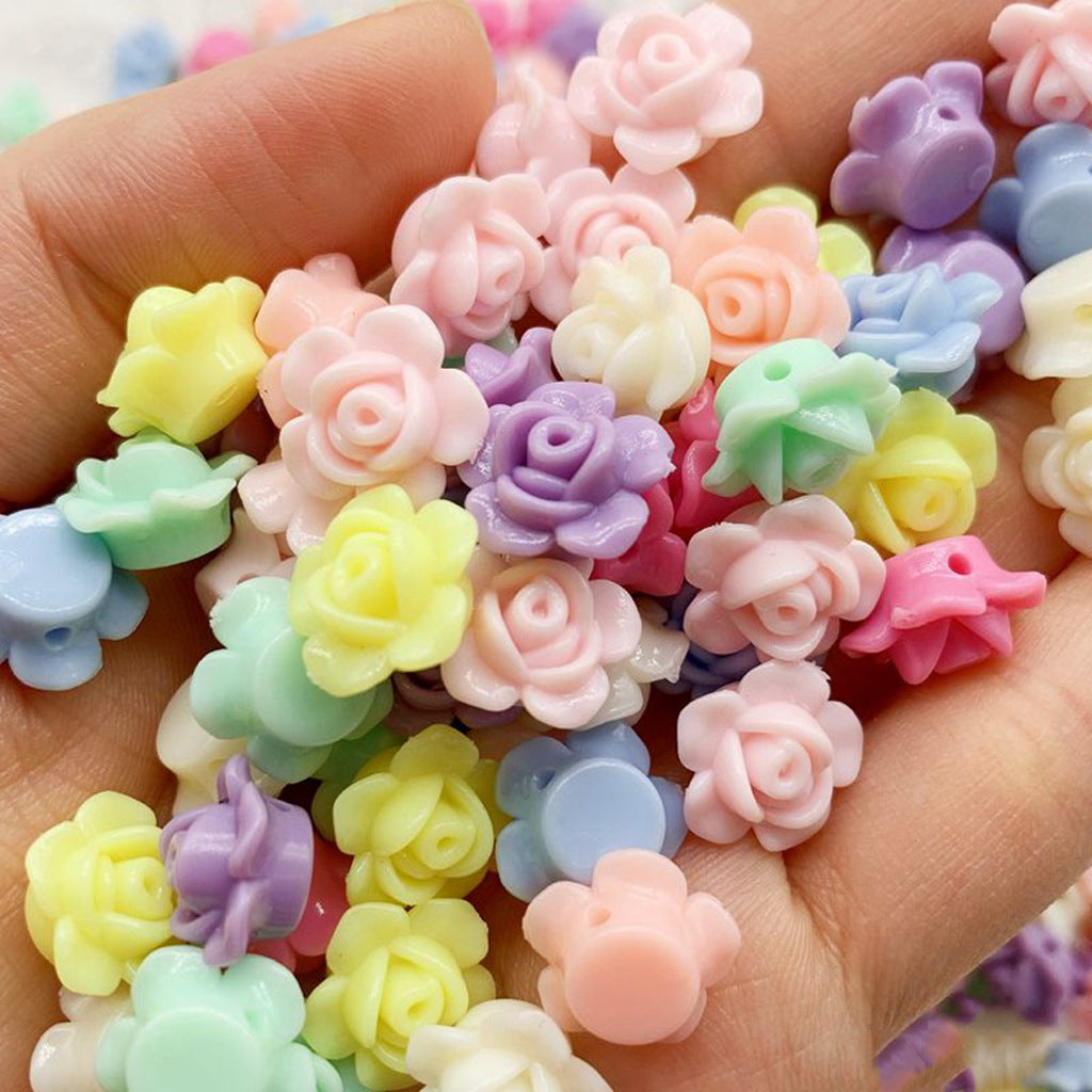 Japanese Camellia Acrylic Beads 12mm Pastel Colors 100pcs