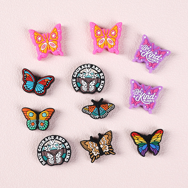 Silicone Focal Beads Butterfly Be Kind Always Purple Phrase Detail 7