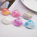 Plating Shell Acrylic Beads 30mm Two Tone Iridescent Scallop 10pcs 2