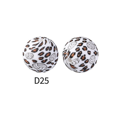 15mm Silicone Beads Rhombus Printed Design 50pcs 35