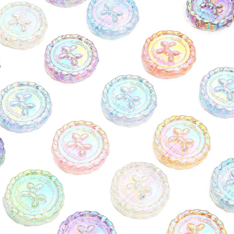 Flat Round Acrylic Beads 23mm Iridescent Puppy Wreath Design 8pcs 5