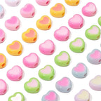 Colorful Heart Acrylic Beads 8x7mm Pastel Mixed 60pcs 4