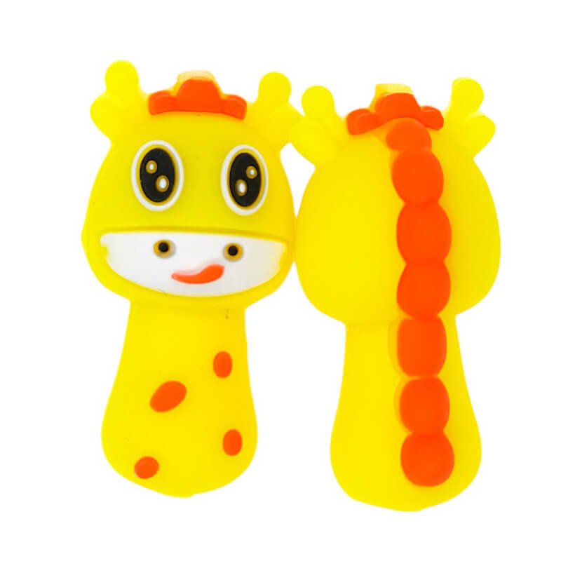 Silicone 3D Focal Beads Giraffe Orange Spots Head and Body 20pcs