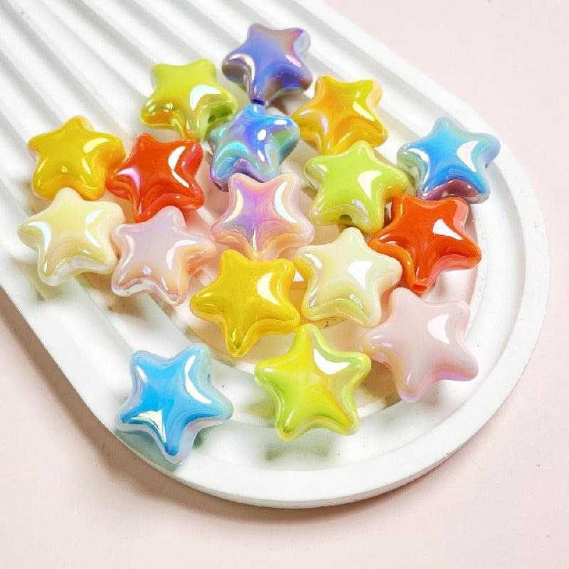 Opaque Star Acrylic Beads 22mm Glossy Colorful 10pcs 4