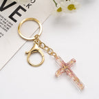 Handmade Acrylic Flower Cross Keychain Creative Pastel Colors 6