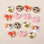 Silicone Focal Beads Valentine Day Heart Shaped Bee Owl Fox Sloth Kitten 20pcs 6