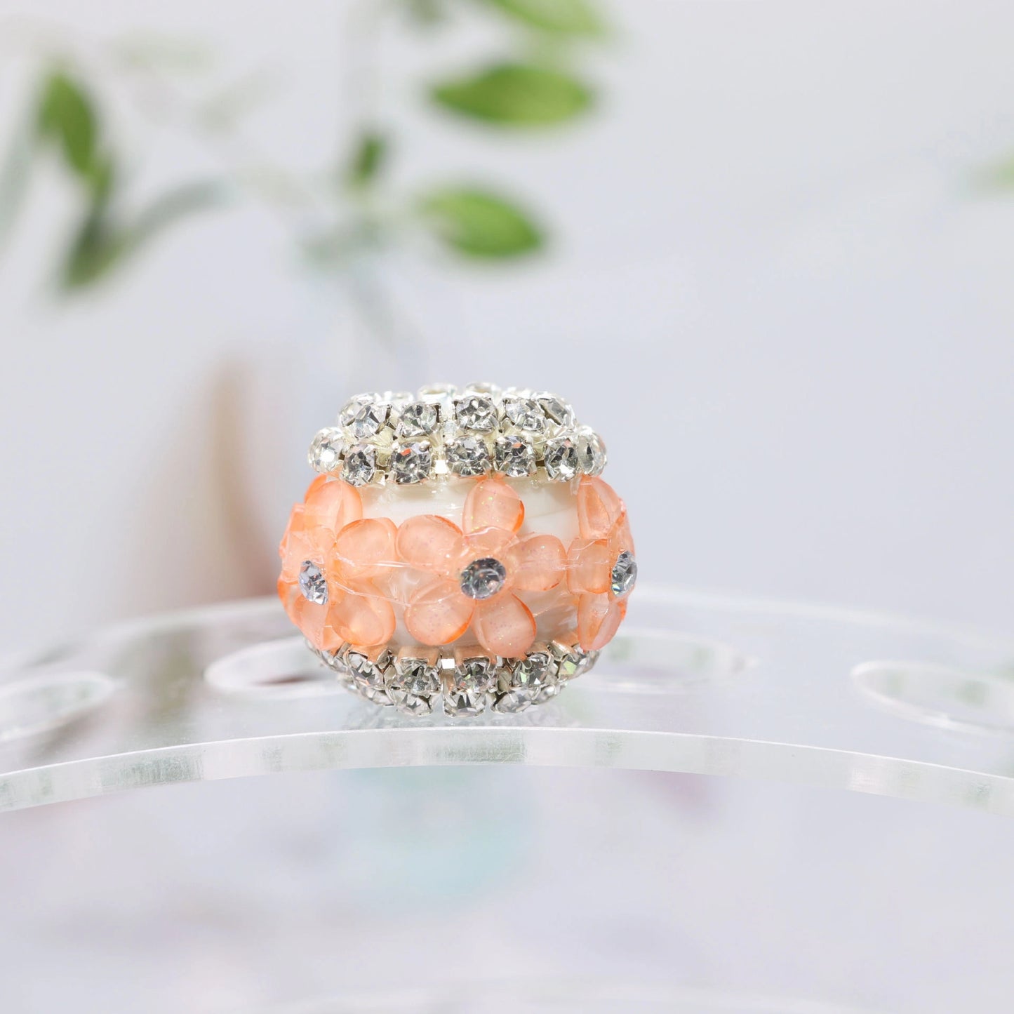 Flower Cluster Bubblegum Rhinestone Beads 16mm Pink Glitter Acrylic 5pcs 4