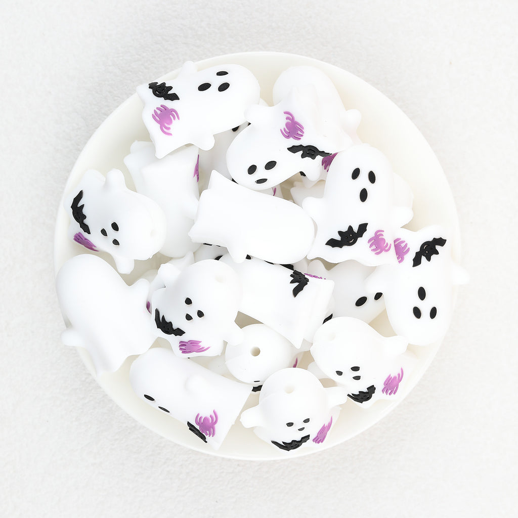  3D Halloween Spider Bat Ghost Silicone Focal Beads 20Pcs 2