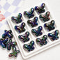 UV Finish Butterfly Acrylic Beads 24x18mm Glossy Mixed 10pcs 7