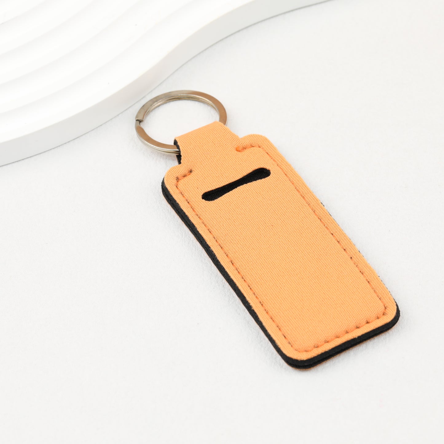 Neoprene Sublimation Lip Balm Chapstick Holder Keychain Solid Color