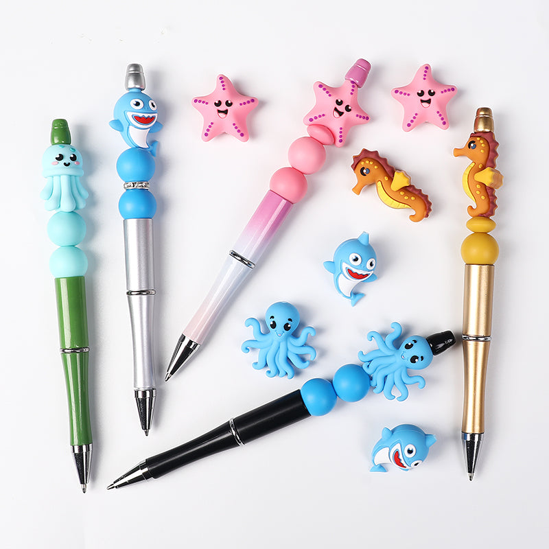 Silicone 3D Focal Beads Marine Animals Starfish and Seahorse Detailed Shapes 20pcs 6