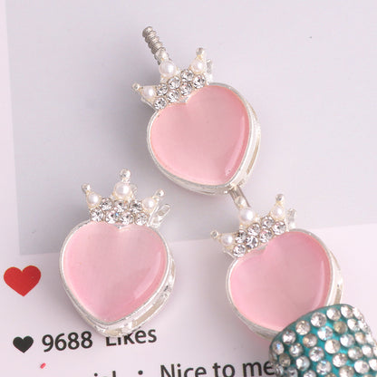 Alloy Heart Shaped Rhinestone Crown Beads 23mm 3pcs 7
