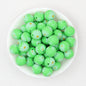 15mm Pink and Green Daisy Printed Silicone Beads 50pcs 3