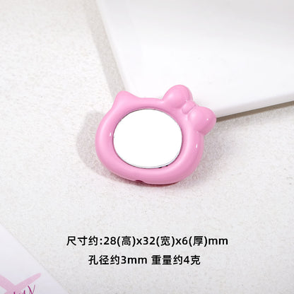 Cat Head Mirror Acrylic Beads 28x32mm Round Flat 10pcs 9
