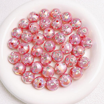 Diamond Round Acrylic Beads 16mm Glossy Faceted Mixed Colors 10pcs 14
